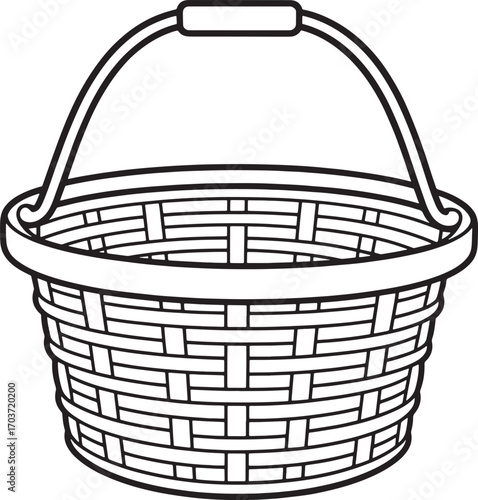 Detailed Wicker Basket Vector Illustration for Home Decor, Storage Solutions, and Craft Projects