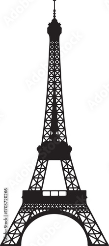 Eiffel Tower Silhouette Illustration of Parisian Landmark in France, European Travel Destination
