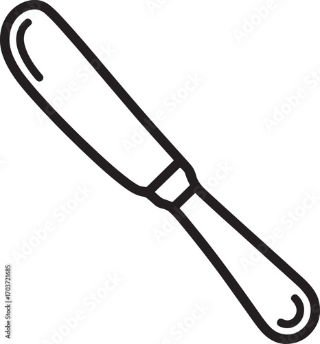 Outline Butter Knife Icon Vector Illustration for Spreading Condiments and Food Preparation Tasks