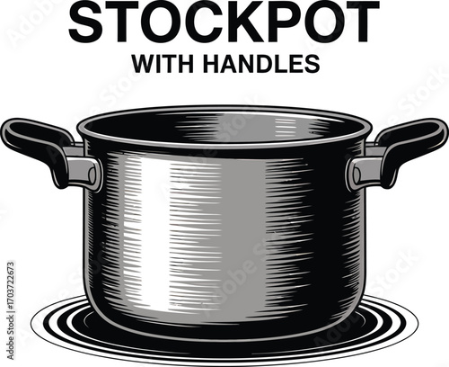 Stockpot with Handles Illustration of Kitchen Cookware, Culinary Utensil for Cooking and Food Prep