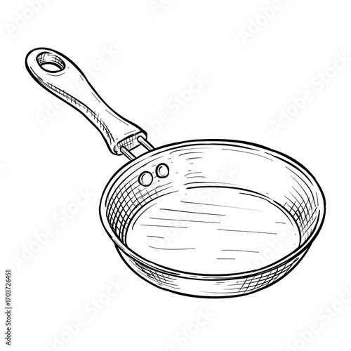 frying pan vector line art hand drawn illustration