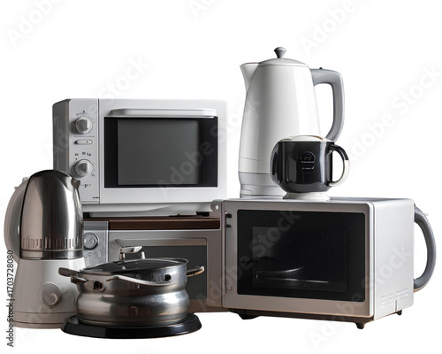 A collection of still life small appliances