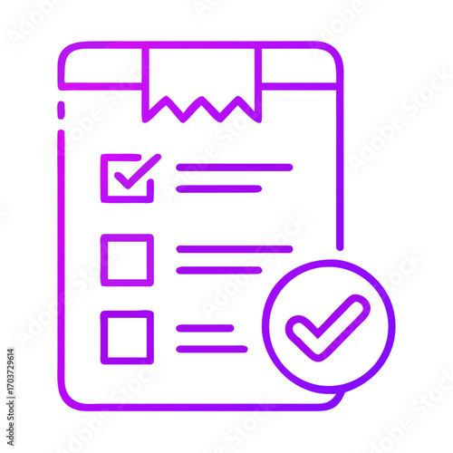 Checklist icon with completed tasks in minimalist purple design  