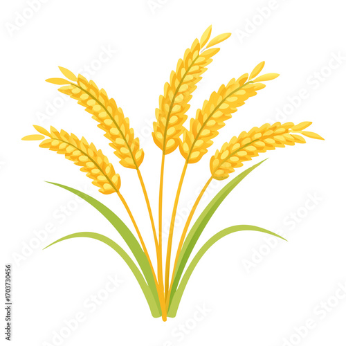 Golden Rice Ear Vector Illustration – Agricultural Grain Crop Design for Harvest and Farming.