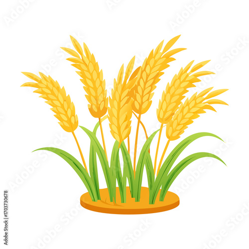 Golden Rice Ear Vector Illustration – Agricultural Grain Crop Design for Harvest and Farming.