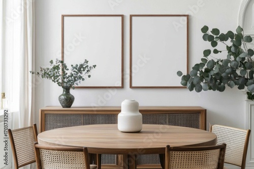 Modern neutral dining room with plants