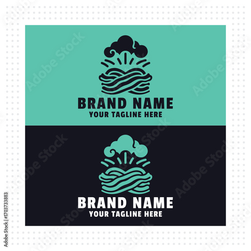 Bacon silhouette vector logo with simple and modern design, with background, for branding, flexible suitable for various vector illustration applications.t