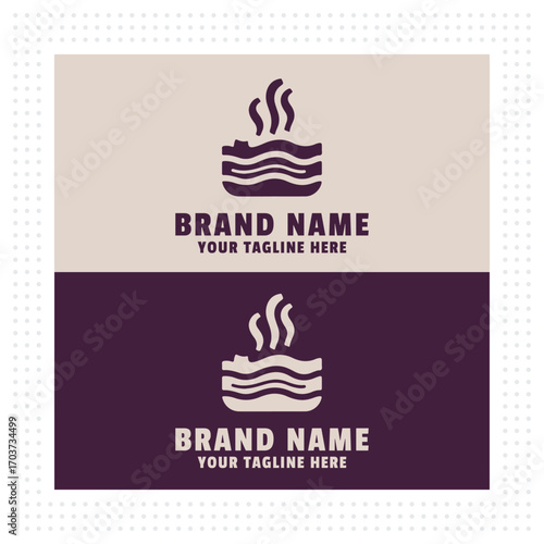 Bacon silhouette vector logo with simple and modern design, with background, for branding, flexible suitable for various vector illustration applications.t