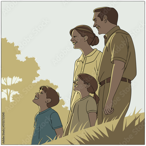Happy Family Enjoying Nature's Beauty A Peaceful Moment Together
