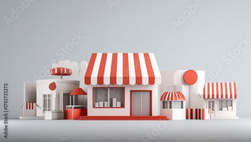 Fototapeta Naklejka Na Ścianę i Meble -  Minimalist 3D model of small shops