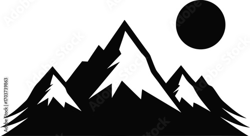 Silhouette Vector Illustration of a Mountain Landscape