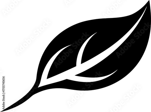 Silhouette Vector Illustration with Single Leaf Symbol