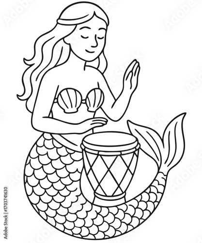 Cute Mermaid Coloring Page