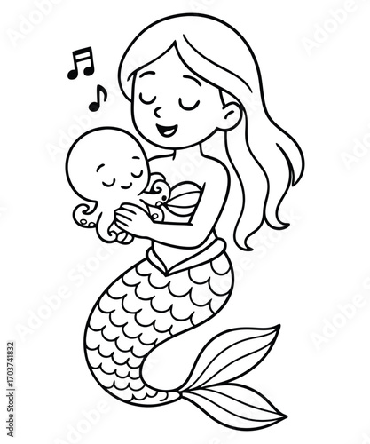 Cute Mermaid Coloring Page