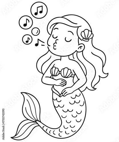 Cute Mermaid Coloring Page