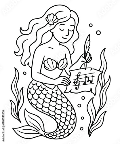 Cute Mermaid Coloring Page