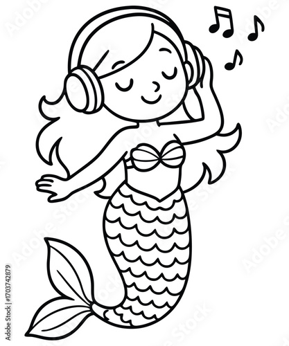Cute Mermaid Coloring Page