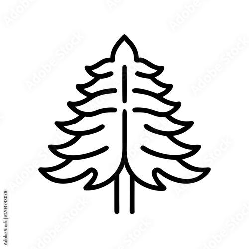 Dawn redwood tree illustrated in simple black line art  