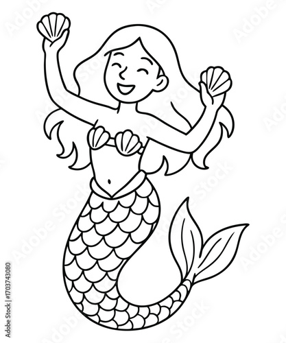 Cute Mermaid Coloring Page