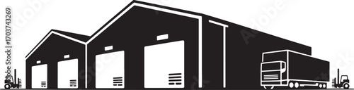 Industrial Warehouse Buildings Icon Symbol Sign Pictogram Silhouette Vector Illustration Isolated on White
