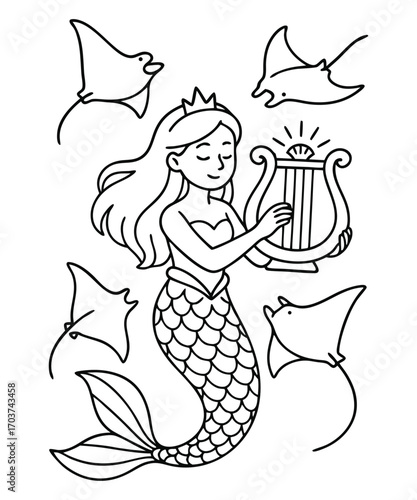 Cute Mermaid Coloring Page