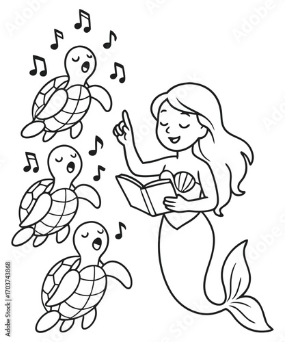 Cute Mermaid Coloring Page