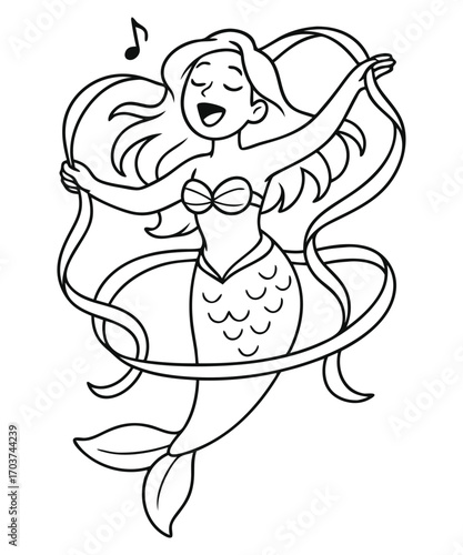 Cute Mermaid Coloring Page