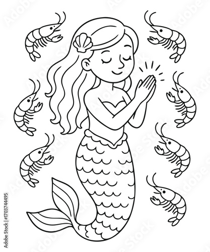 Cute Mermaid Coloring Page