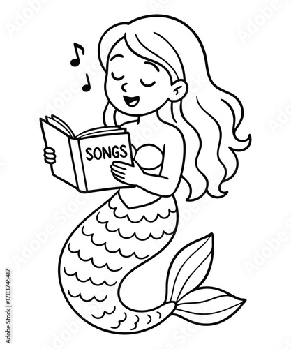 Cute Mermaid Coloring Page