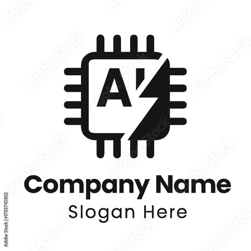 Advanced AI Chip Logo for Intelligent Computing Solutions. This emblem truly symbolizes Artificial Intelligence, Machine Learning, and Data Processing, empowering tech firms with innovation, speed, an