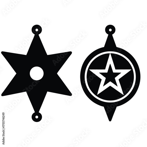 Two Unique Star Badges, Sheriff Style and Star In a Circle Badge