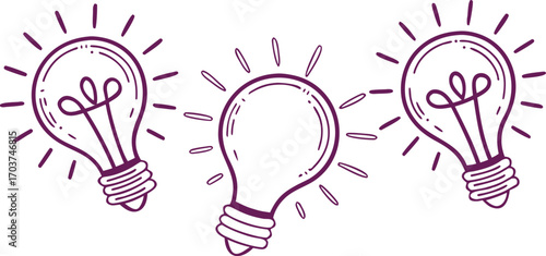 Creative hand-drawn light bulb illustration  bright ideas, innovation, and inspiration. Perfect for business, education, brainstorming, and energy concepts. Ideal for logos, presentations, 