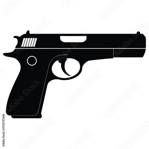 Black Silhouette Illustration Depicting a Handgun with Visible Trigger and Barrel Design