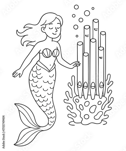 Cute Mermaid Coloring Page