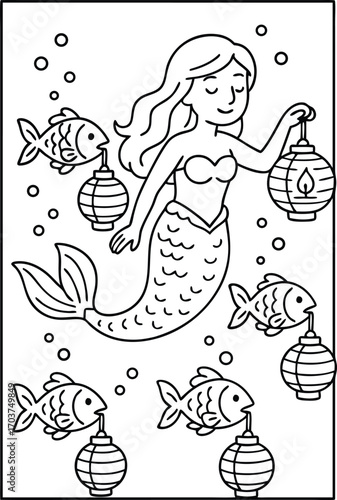 Cute Mermaid Coloring Page