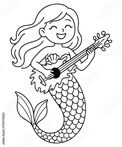 Cute Mermaid Coloring Page
