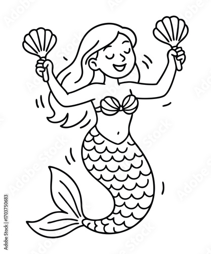 Cute Mermaid Coloring Page