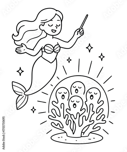 Cute Mermaid Coloring Page