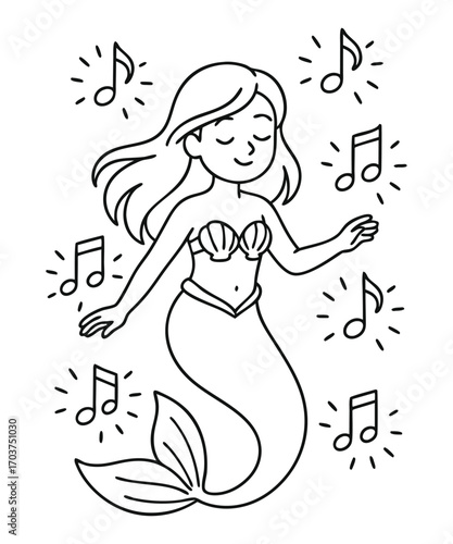 Cute Mermaid Coloring Page