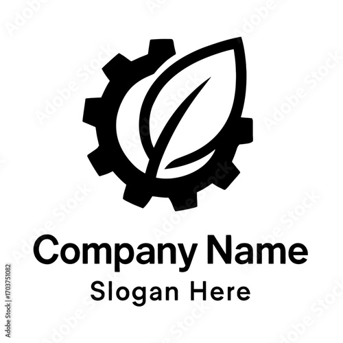 A powerful emblem for sustainable industrial technology and eco-friendly engineering solutions, this logo captures the essence of green manufacturing, environmental protection, and renewable energy in
