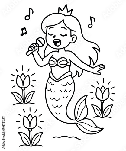 Cute Mermaid Coloring Page