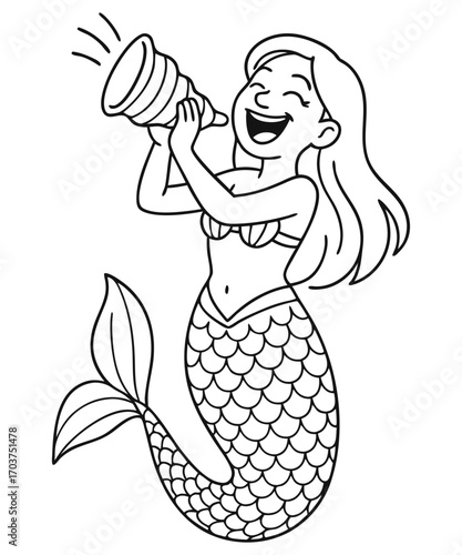 Cute Mermaid Coloring Page