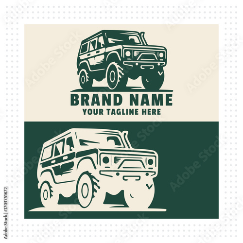offroad silhouette vector logo with simple and modern design, with background, for branding, flexible suitable for various vector illustration applications.