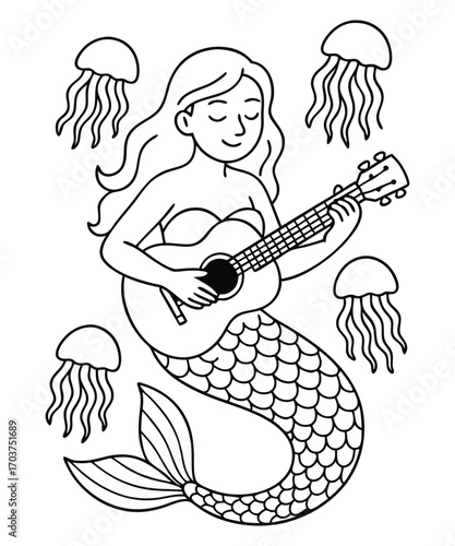 Cute Mermaid Coloring Page