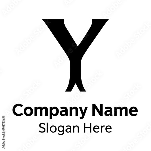 Elegant Y logo for modern branding and identity. Unique serif 'Y' mark, versatile vector graphic. Integrate company name, slogan for powerful, memorable, SEO-friendly brand presence now.