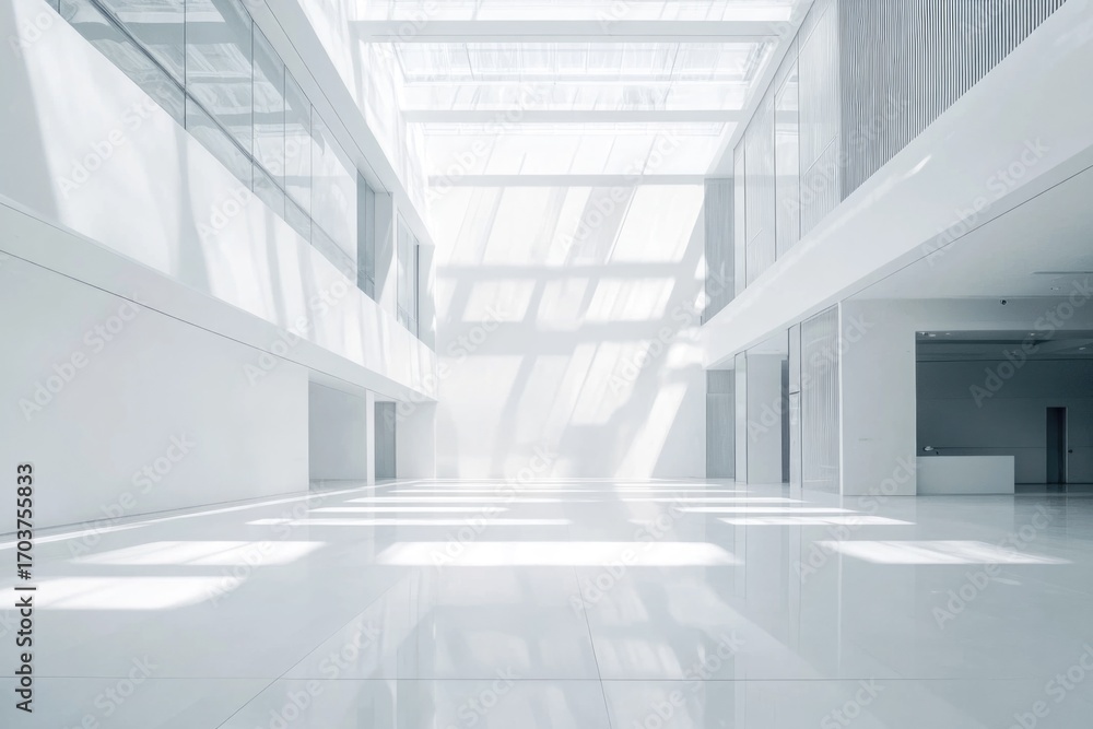 Fototapeta premium Bright white gallery with natural light