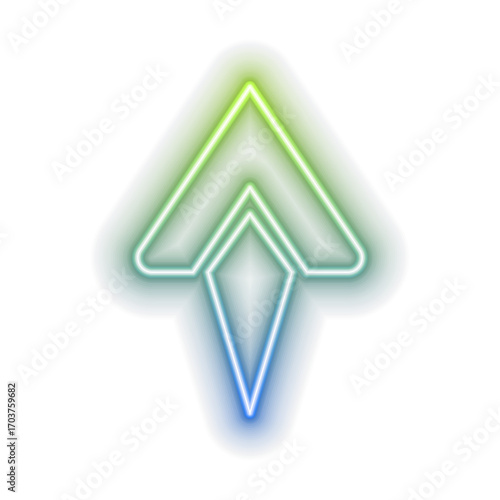 Bright blue neon light arrows pointing to the right. Glossy arrow pointers icon. outline arrow pointer silhouette. See my portfolio for more color images or designs.
