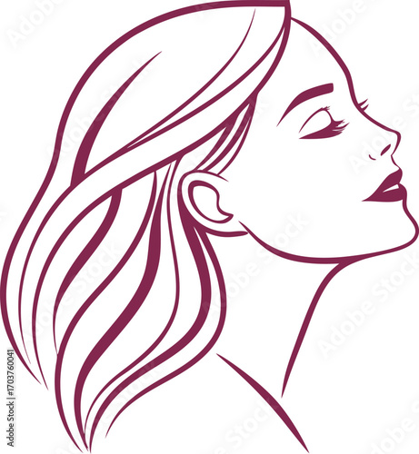 Vector art of elegant line art illustration of a womans profile