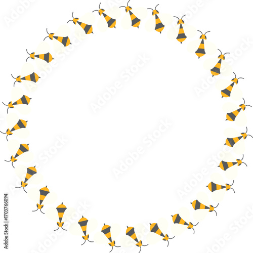 Honeybee frame. Cute honey Bee spring insect. Template with empty space for your text