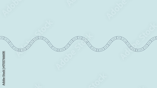 Wavy line with connected capsules and circles on a light blue background in a seamless pattern design